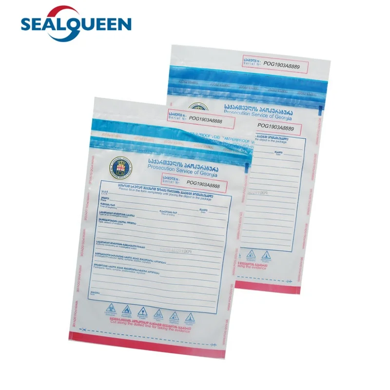 Good Quality Transparent Plastic Tamper Poof Bank Deposit Money Transport Evidence Security Bag