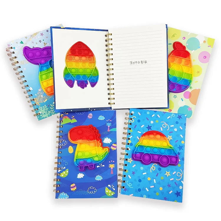 Promotional Cheap Price Customizable 5 Subject Spiral Notebook Kraft Hardcover Notebooks with Silicone Cover