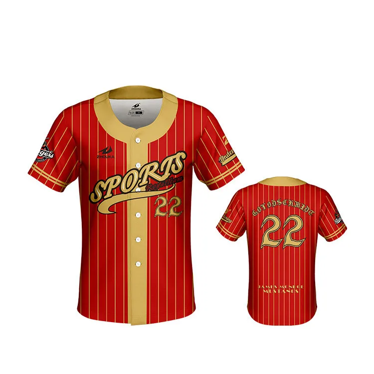 Wholesale red color Baseball uniform full sublimation design by own design OEM baseball jersey for team