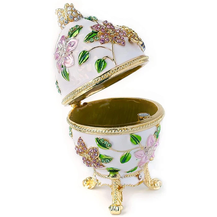 Ручная роспись Винтажный стиль пчела и цветы Faberge яйцо ювелирные изделия коробка