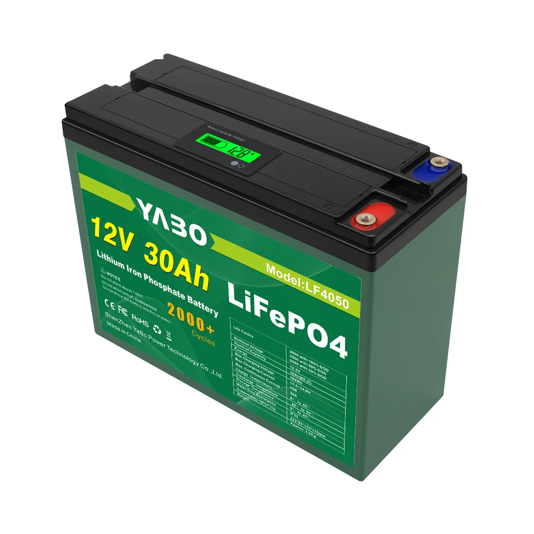 Аккумуляторная батарея солнечная Pv плюс для хранения 12 В Lifepo4 30Ah литиевая систем солнечной энергии