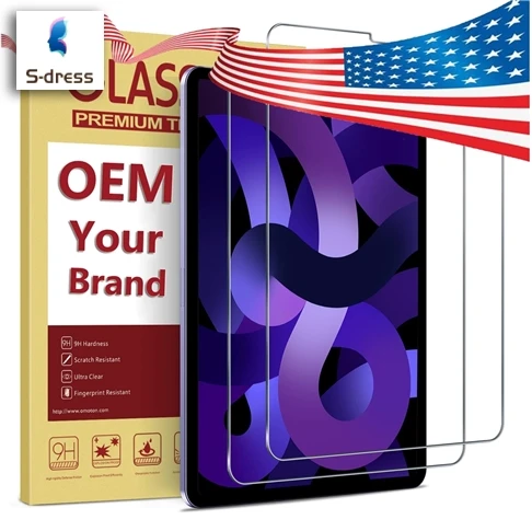 OEM LOGO Anti-scratch shock for iPad mini air pro  screen protector film easy applicator 9h tempered glass installation kit