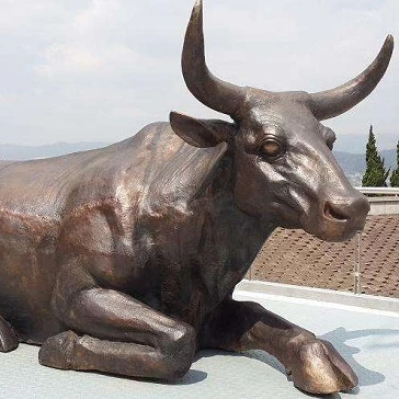Bull Casting Bronze animal Outdoor life size brass wild Sculpture metal decor craft statue
