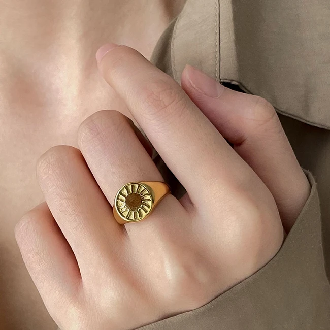 Custom Sun Rings Stainless Steel Jewellery Signet Ring 18K Gold Plated Jewelry for Women anillos bijoux anel schmuck joias joyas
