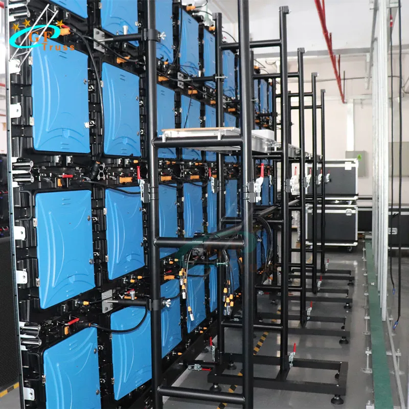 Length 5m Height 3m LED Video Displays Screen Wall Support Stacking Systems For 500X1000mm Cabinets