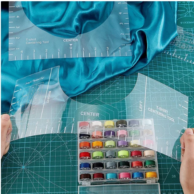 
T-shirt guide ruler 3-piece round neck calibration tool sewing ruler centering alignment tool ruler 