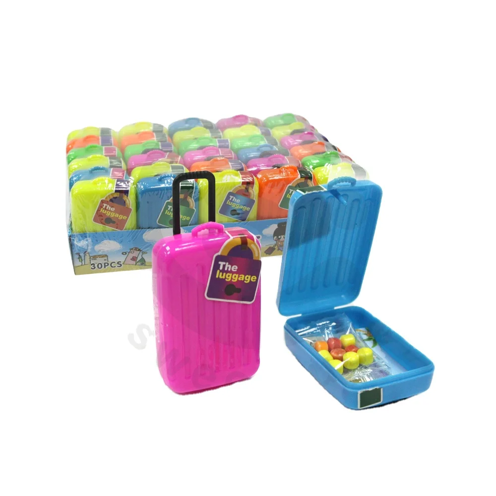 surprise luggage candy toys with gyro press candy in suitcase