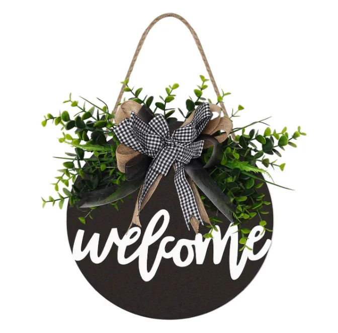 
Welcome Sign Welcome Front Door Round Wood Sign Hanging Welcome Sign for Farmhouse porch decoration 