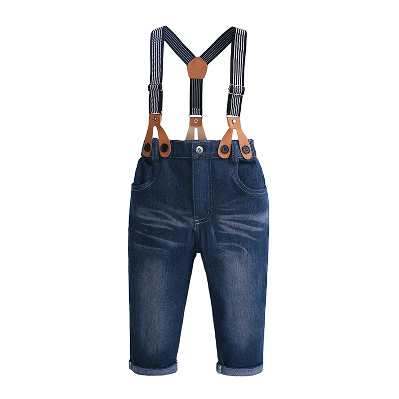 children boutique clothes Red Shirt Jean Pant Suit Outfit Bib Overall Long Sleeve children clothing set toddler boy clothing set