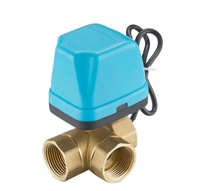 DN25 air conditioning heating universal three ways brass electric valve