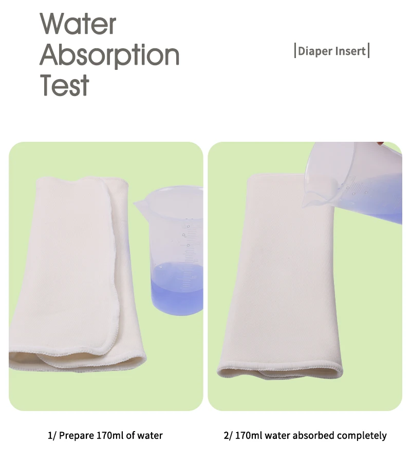 2X4X2 Layer Organic Bamboo Cotton Prefold Diaper Insert Super Absorbent and Reusable Nappies 36*36cm Soft and Washable