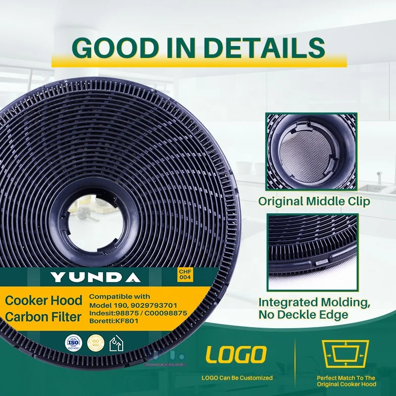 Совместим с 190 DKF99557 KF801 49002519 APP2440 вытяжка круглый угольный фильтр с огнезащитным нетканым материалом