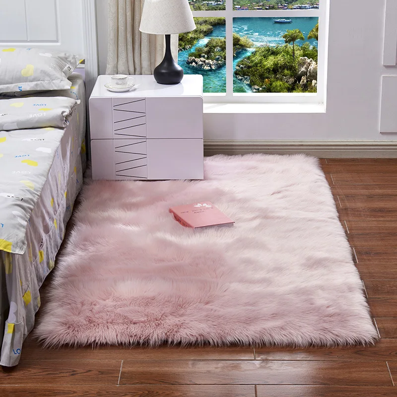 Custom living room bedroom faux fur mats white large fluffy rug carpet