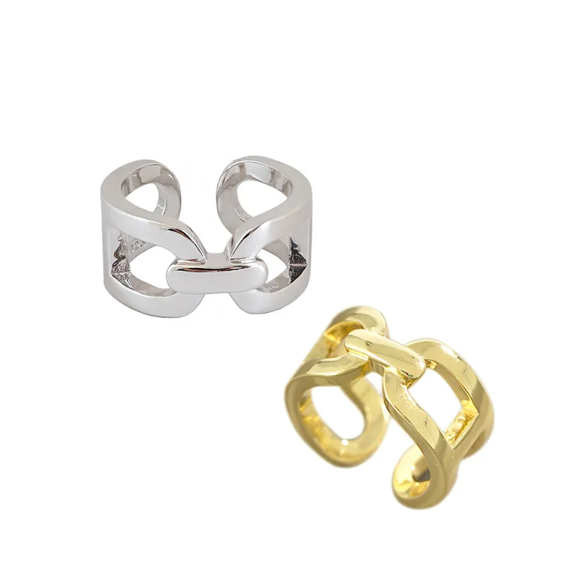Creations Solid 925 Sterling Silver Polished Modern rings Open Ring Adjustable Women Statement Rings Party
