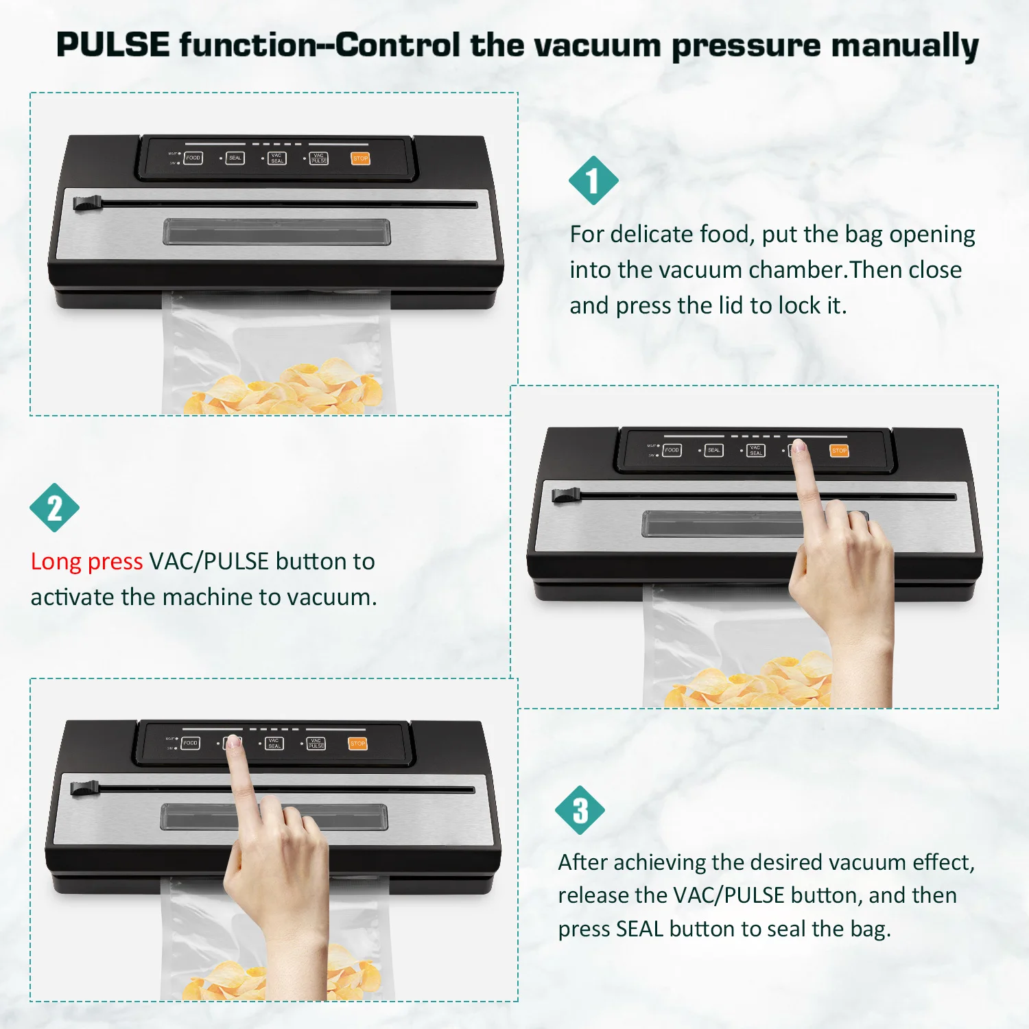 Hot Sales Kitchen Fresh Food Meat Saver Automatic Vacuum Sealer For Packing With Visible Chamber Window