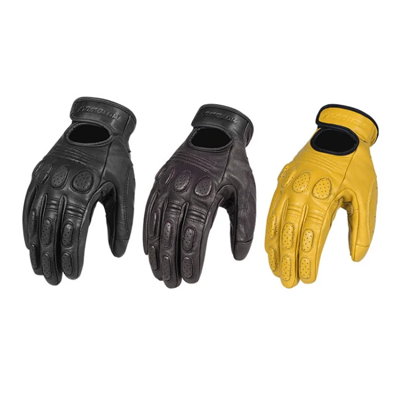 Варежки из натуральной кожи для мужчин, мотоциклетные варежки из козьей кожи с закрытыми пальцами, защита сенсорного экрана для верховой езды, скалолазания, пеших прогулок