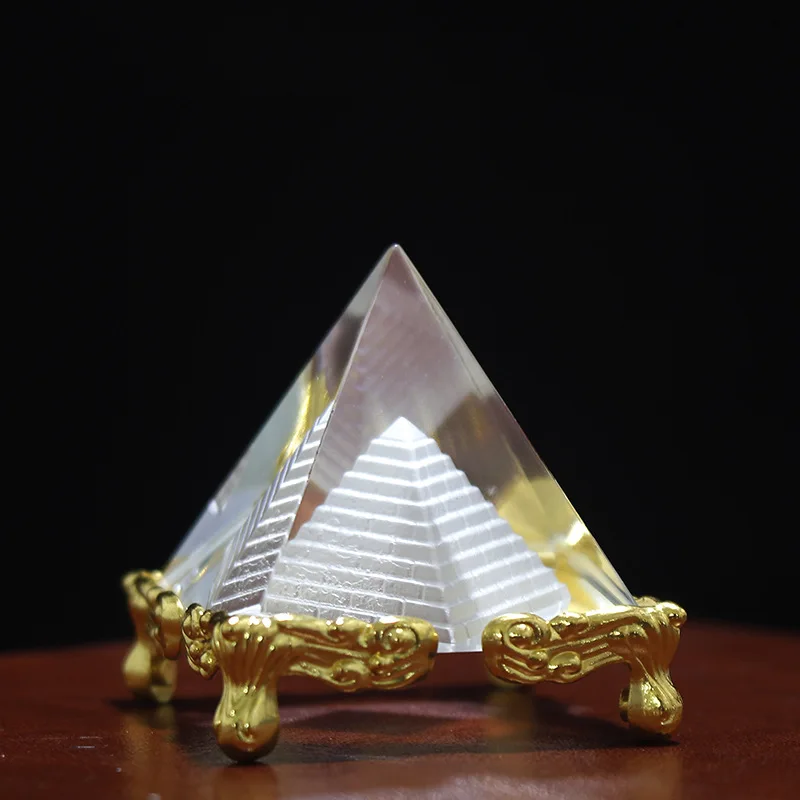 promotional high quality crystal glass pyramid for souvenir gift