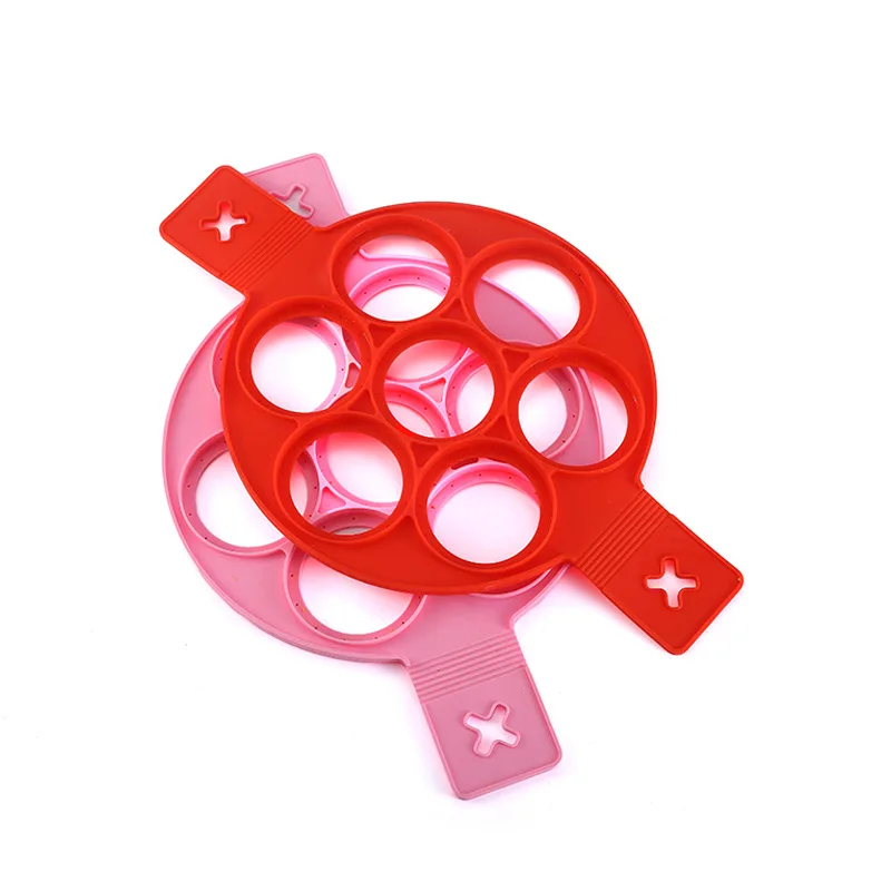 Seven Hole Silicone Cake Mold Water Boiled Egg Mould  For Round Omelet With Handle Seven Hole Pan Omelet Kitchen Gadget
