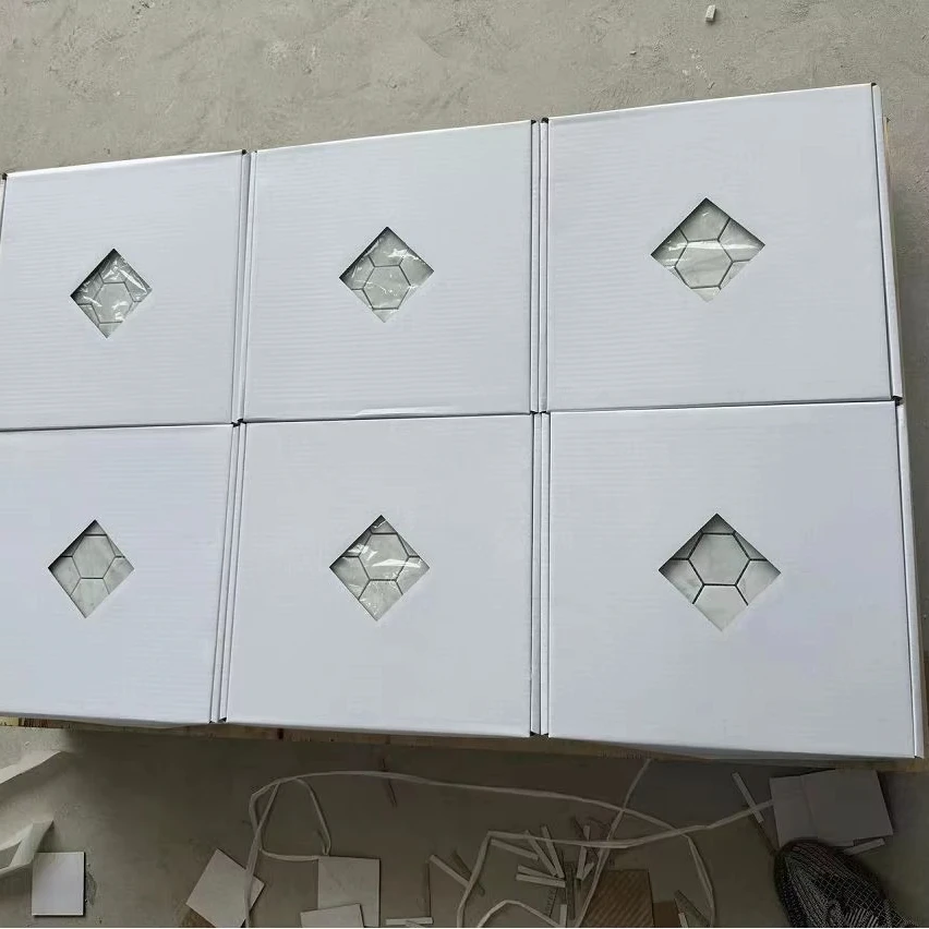 Honed Well received Hexagon Design Italy Carrara White Mosaic Chips 48x48mm for Bathroom Walls