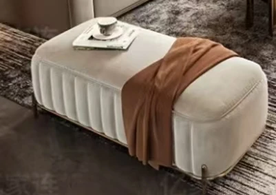 soft comfortable  white cream living room furniture for villa hotel apartment beside sofa stool