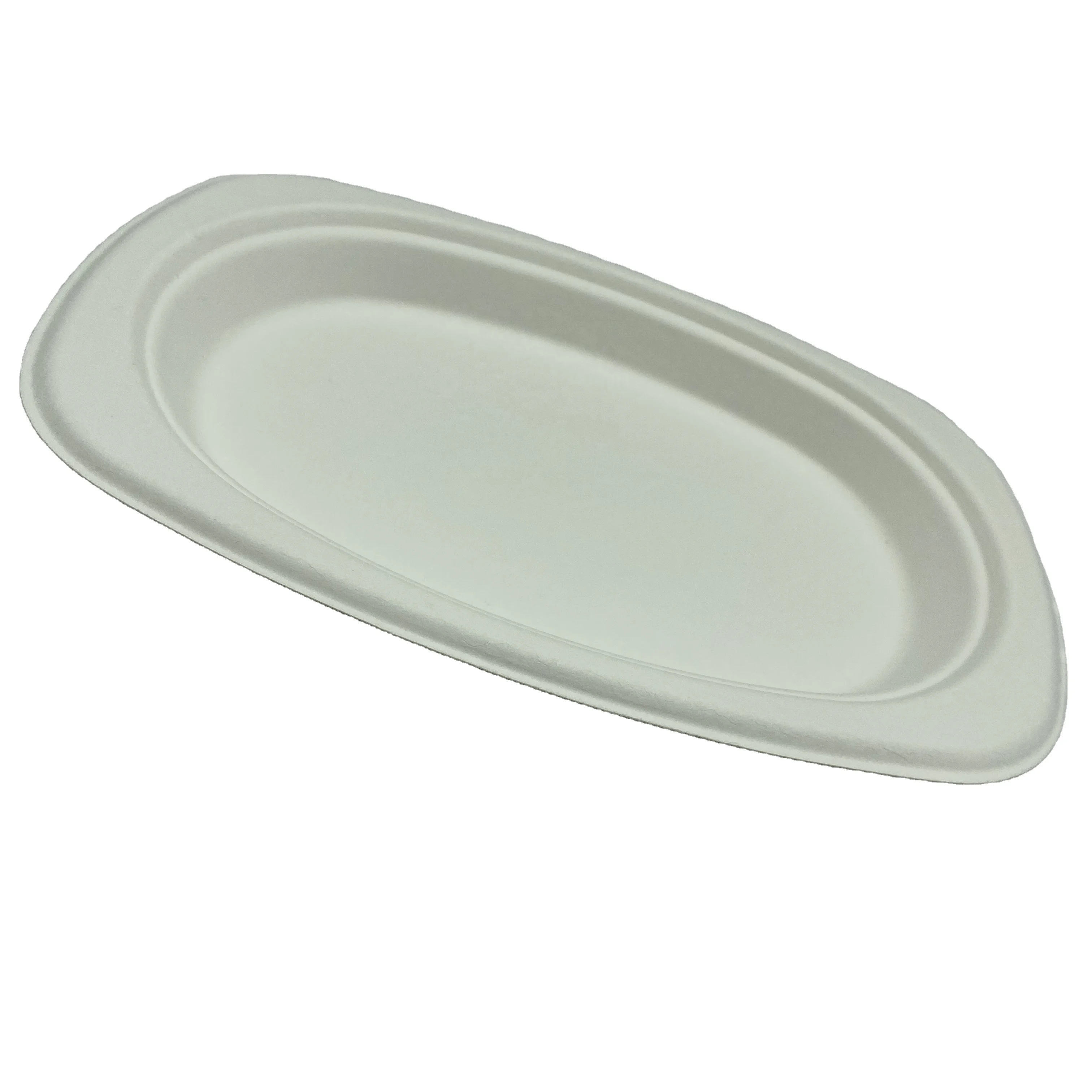 
Chinese Oval Plate Customized-size Biodegradable Disposable Eco-friendly Sugarcane Bagasse Plates Dishes Tableware 