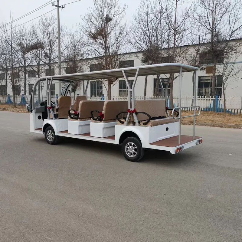 4 rows 14 seaters quality electric sightseeing car maintenance free 4 wheels with big rear mirror