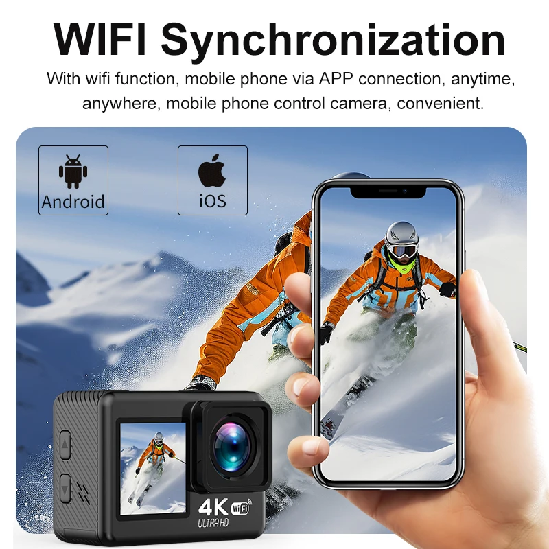 Ultra 4K HD Wi-Fi экшн-камера водонепроницаемая интерполированная Спортивная камера с дополнительным пультом управления