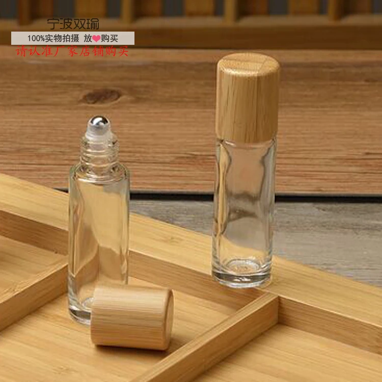 10ml roller glass bottle bamboo roller perfume bottle