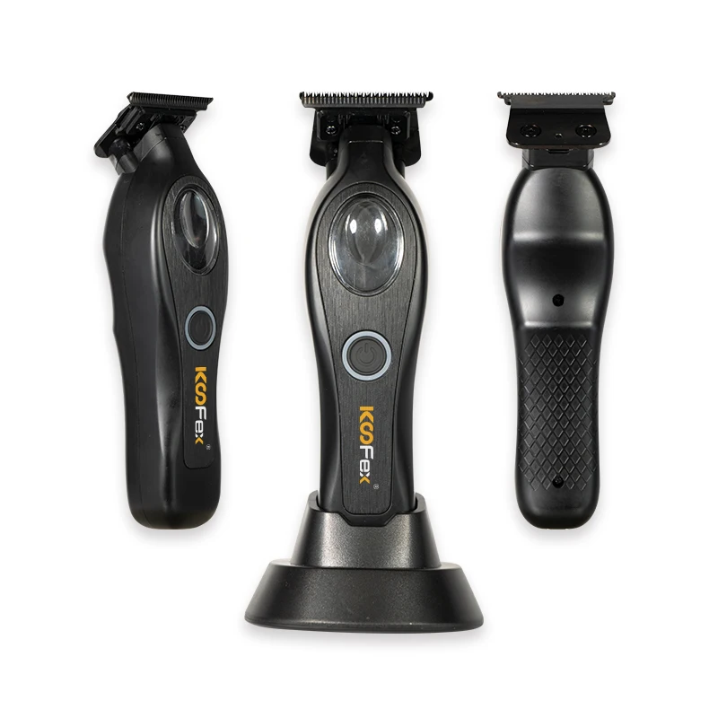 KooFex New Design  Barber Machine Graphite Coated Low Temperature Blade Professional Cordless Hair Trimmer with Charging Base