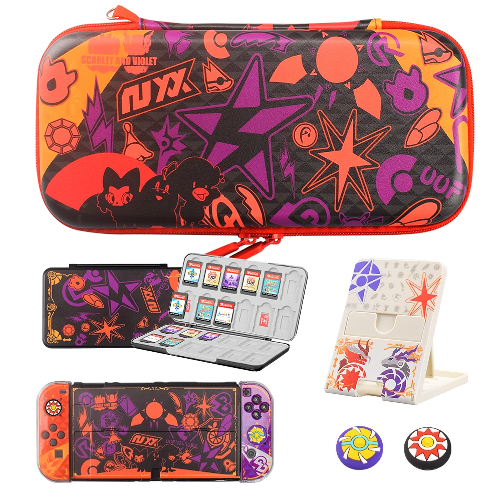 New  Poke man Scarlet & Violet Game Accessories For Nintendo Switch Oled Carrying Case Playstand Game Case