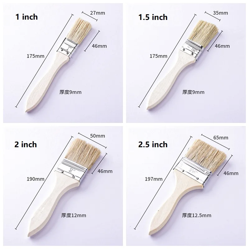 Pexmientas Natural Bristle Multifunction Wooden HandleNatural Pure Bristle Paint Brush Set Painting Brush