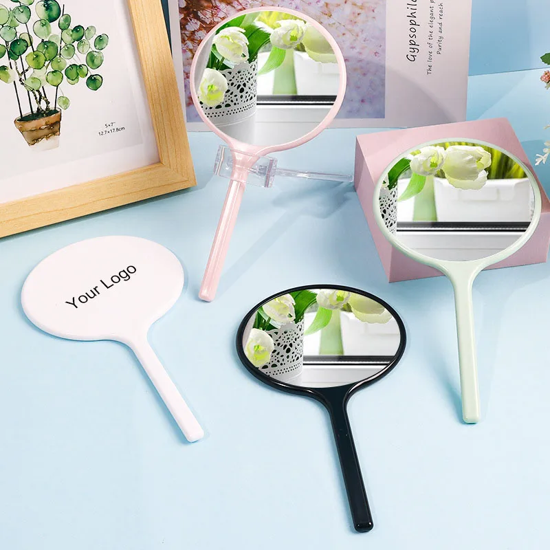 SAIYII New Promotion Ginkgo Leaf Shaped Plastic Handheld Mirror Small Vanity Round Compact Hand Mirror With Custom LOGO as Gifts