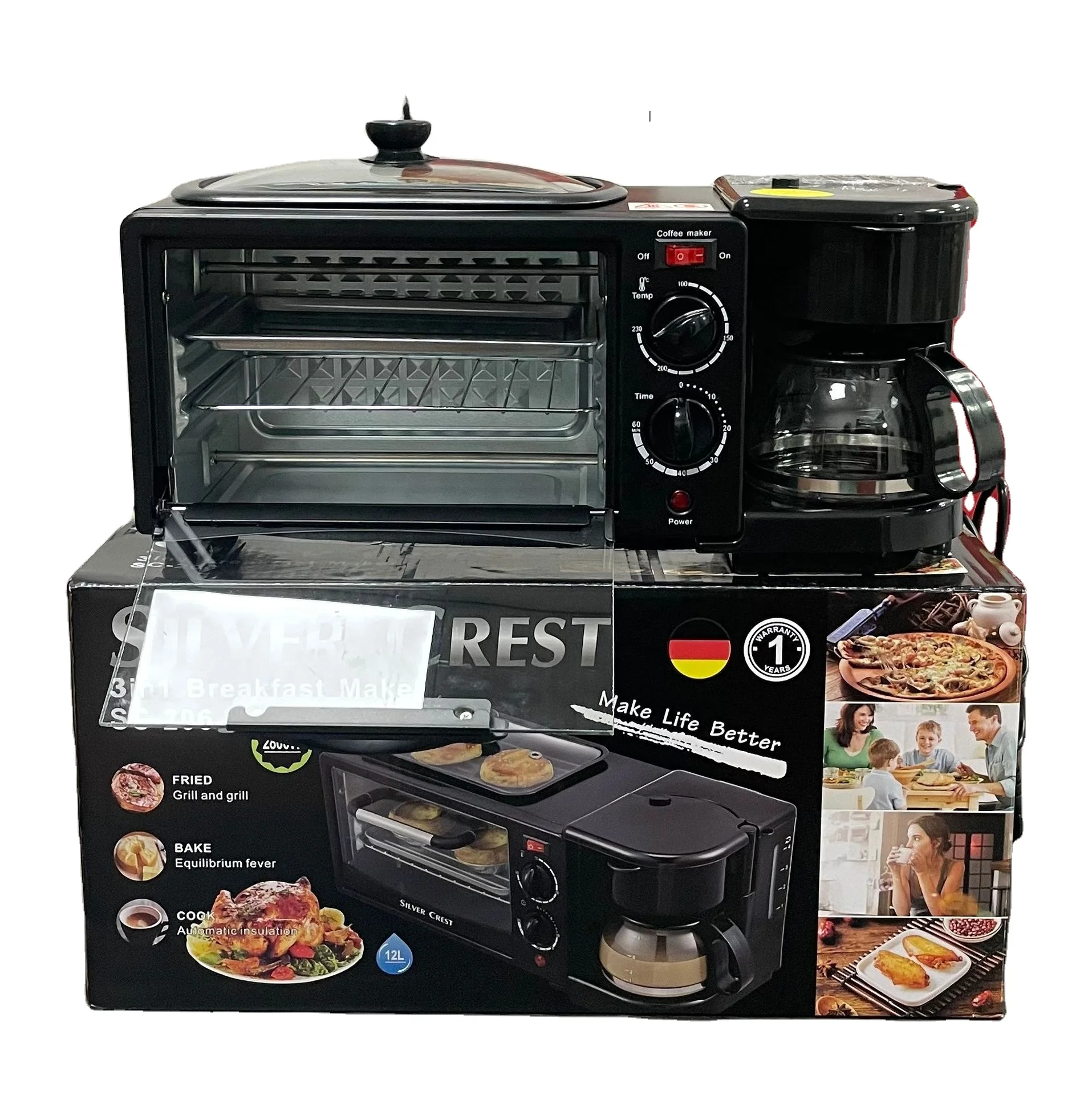 Three in one small coffee machine bread maker stainless steel fryer all-in-one machine multi-functional breakfast machine