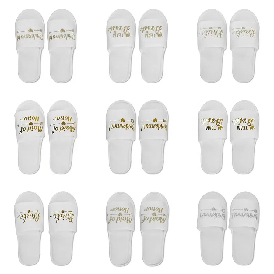Custom Bride Bridesmaid Slippers Women Disposable Slippers For Wedding
