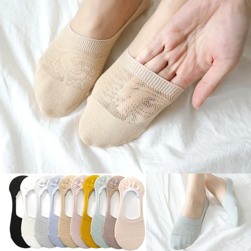 Wholesale No Show Candy Color Silicone Non-slip Invisible Socks Casual Anti Slip Low Cut Socks For Women