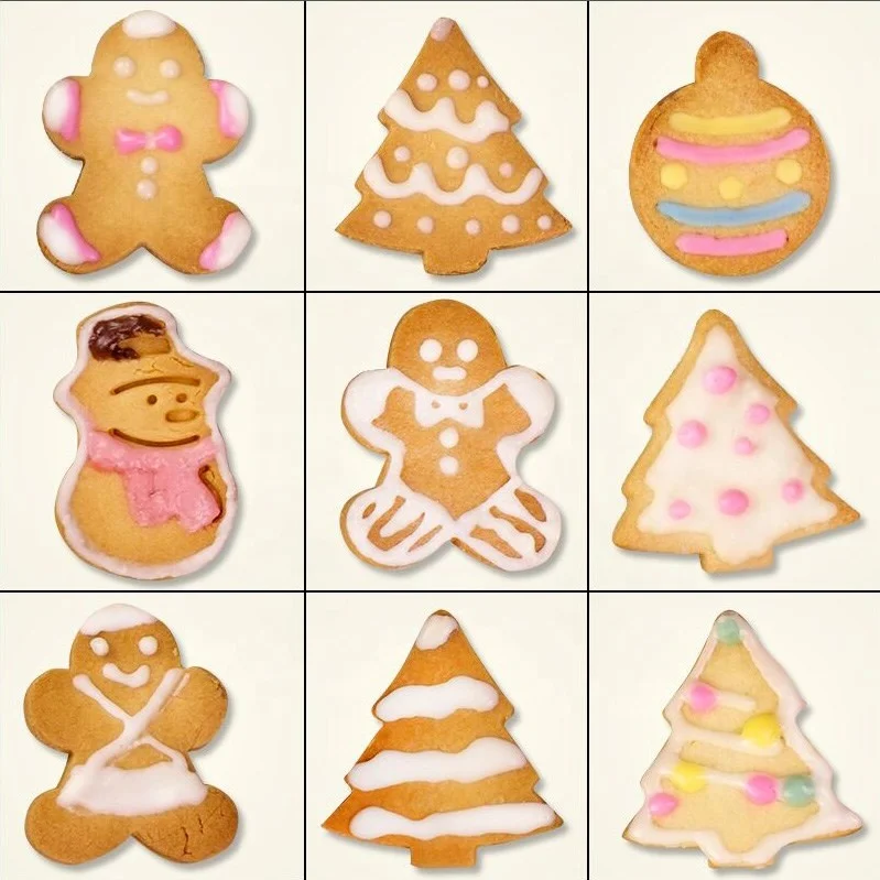
Custom tree gingerman ball snowman press fondant biscuit press plunger mold christmas cookie cutter set 