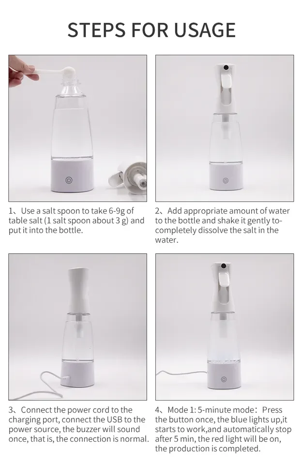 New Portable Low MOQ Trendy model 350ml Factory Cheapest Price Water Sodium Hypochlorite Generator