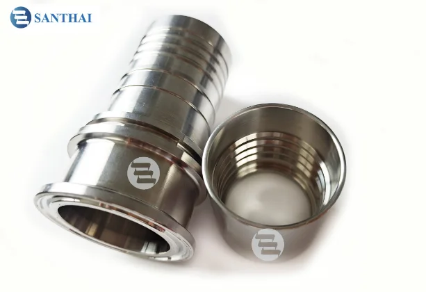 Sa Food/Sanitary Grade Stainless Steel Crimping Tri-clamp Hose Couping Pipe Fittings Ferrule With Neck Barbed Hose Tails Ferrule