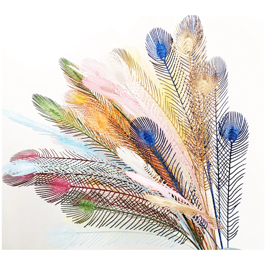Wholesale cheap price 5forks artificial wedding decoration feathers white/red festival plume peacock artificial feather for sale