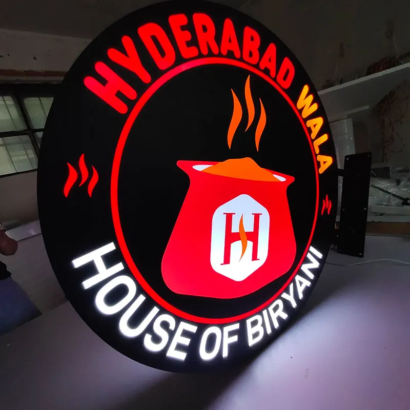 Outdoor 60Cm Double Sided Round Led Light Box Sign Board Illuminated Shop Sign