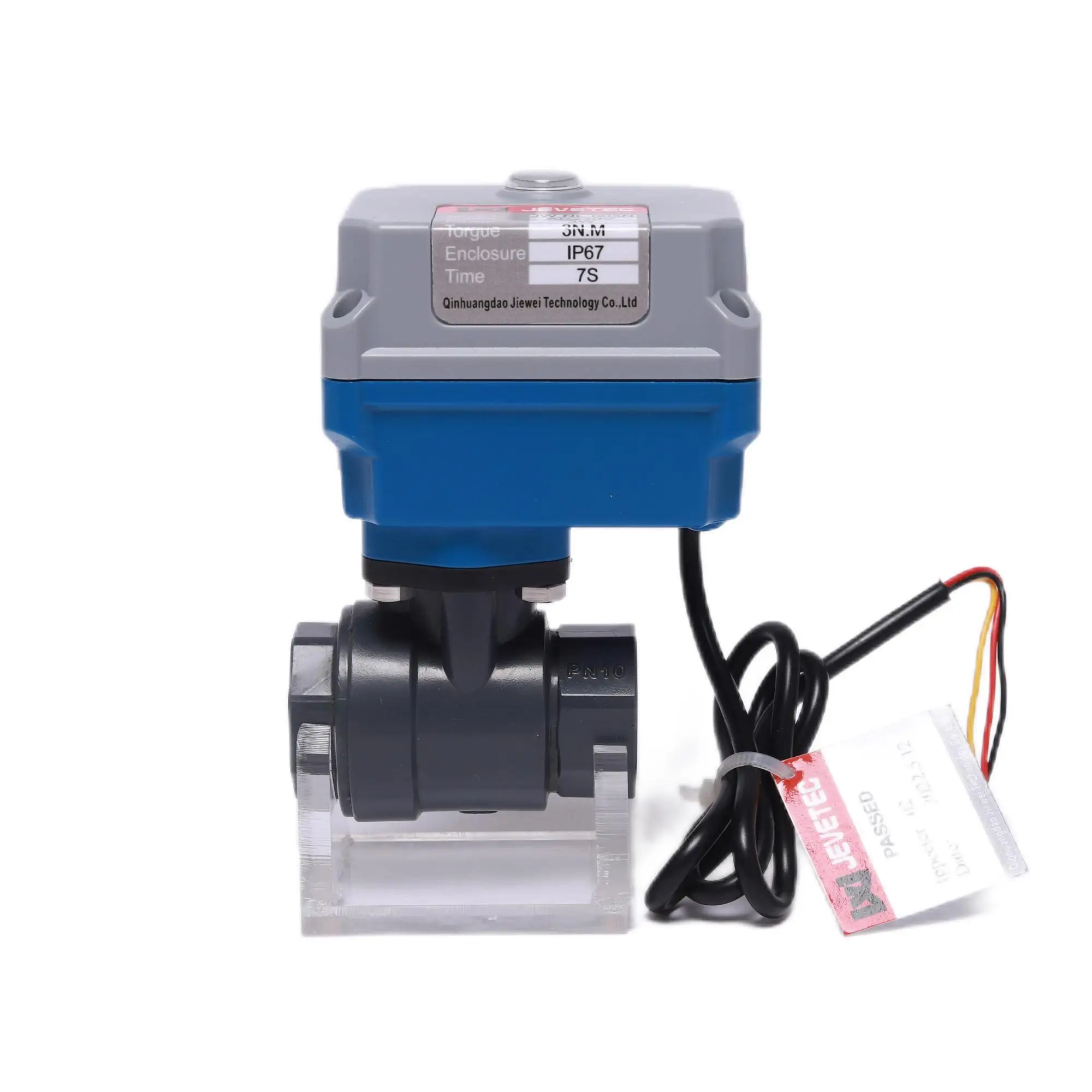 DN15 Three lines and one control UPVC EPDM mini electric water 2way ball valve UPVC plastic motorized ball valve AC220V/DC24V