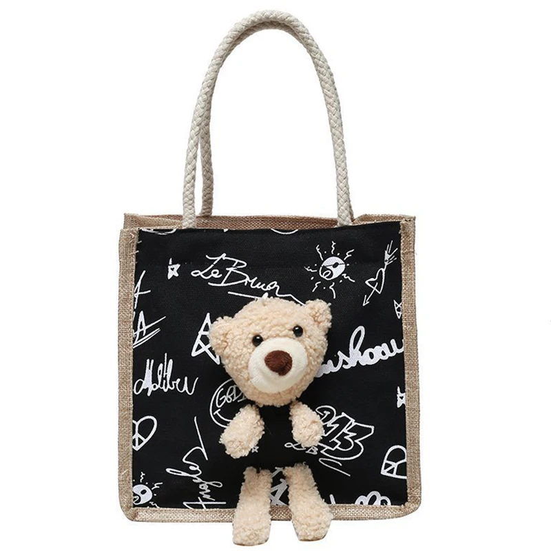 Hot Sale Ladies Canvas Bag Handheld Linen Tote Bag Women Cotton Linen Shopping Bag Wholesale Logo
