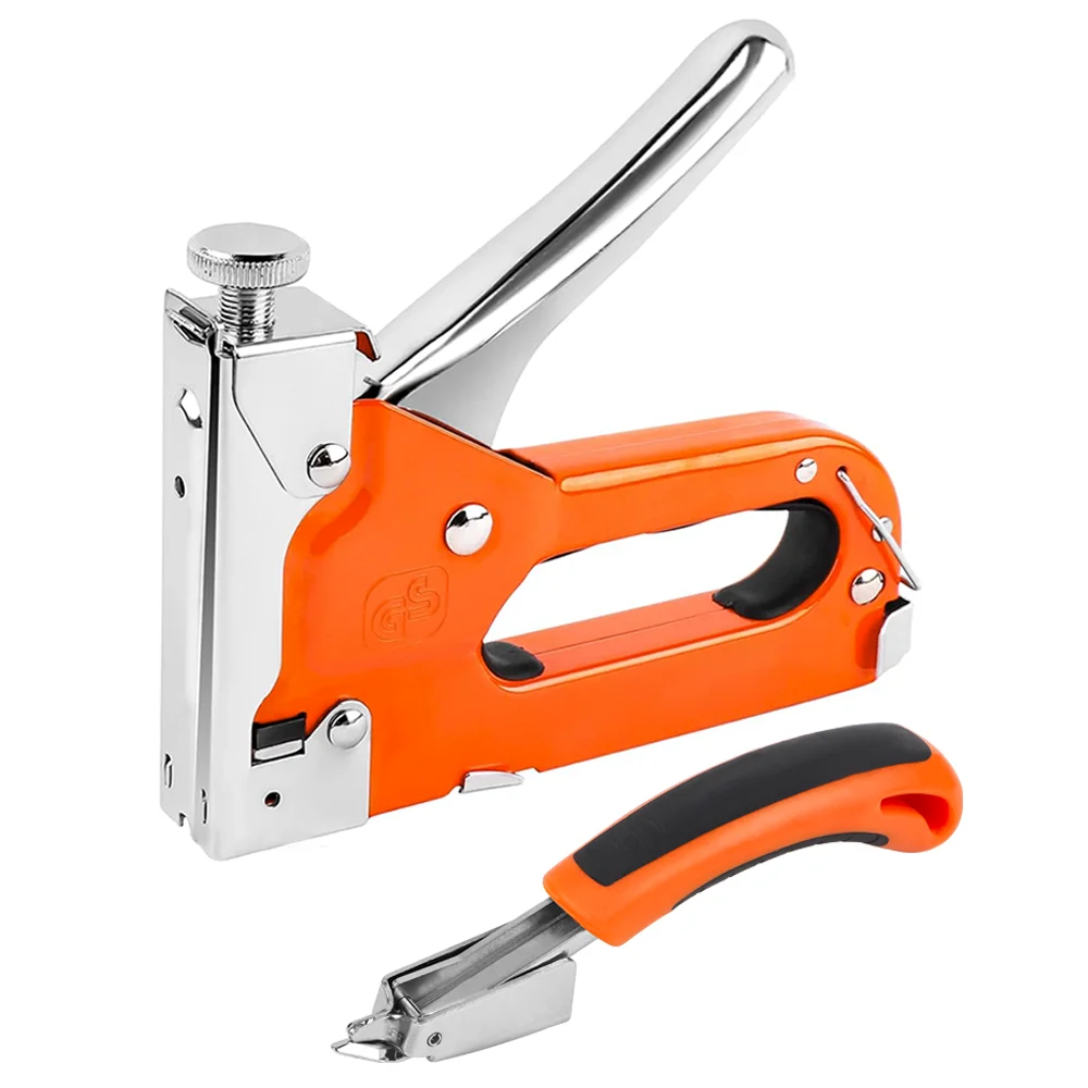 Professional Multi-Function Manual Nail Gun Kit Essential Woodworking Tools Includes 4 Types Nail 300 Each &1 Staple Remover.