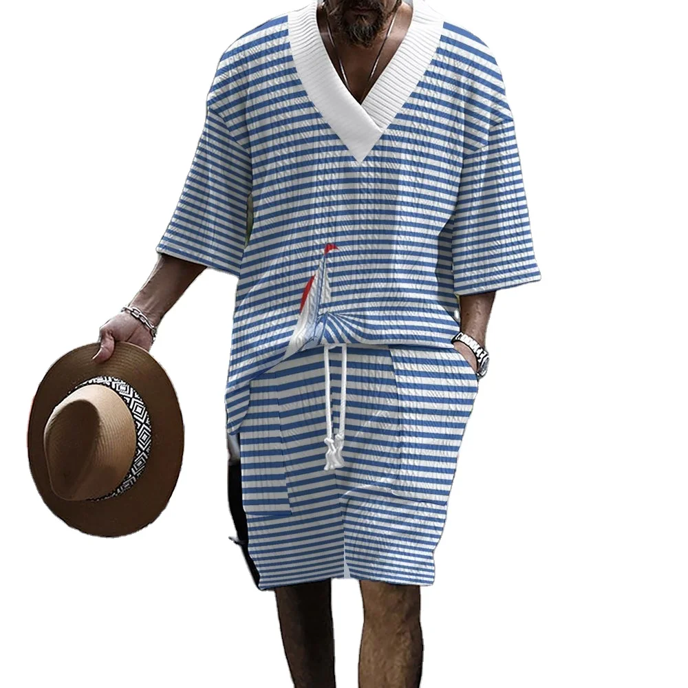 Fashion Logo Custom Men Knitted Top Knitwear Mesh Hollow Out  Knitwear Summer Knit T-shirt Crochet Shirt and Shorts Sets
