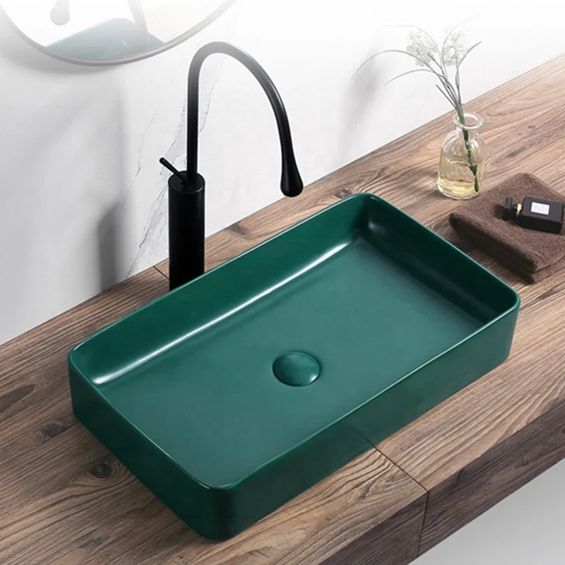 
Matt Color rectangular Ceramic lavabo art luxury bathroom sinks wash basin Price 