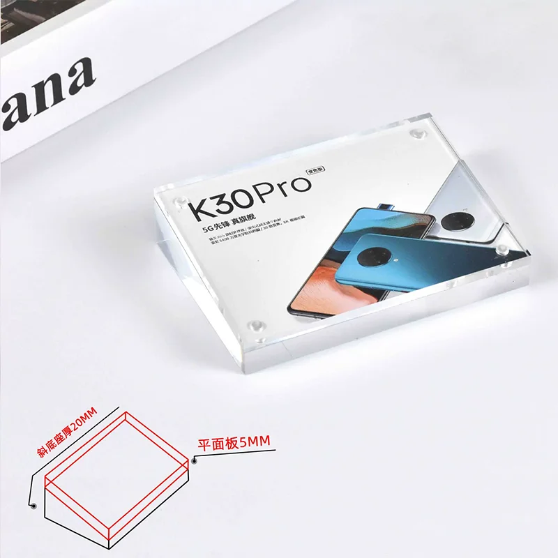 5.5*9cm Transparent Counter Top Stand Magnetic Acrylic Price Display Sign Holder For Retail Cell Phone Stores