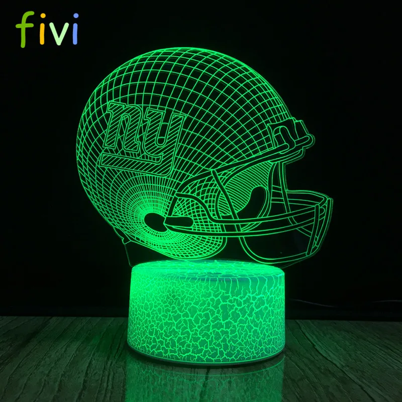 Football Helmet Light Touch Control New York Giants Football Team Light Lamp 7 Color Changing Touch Light