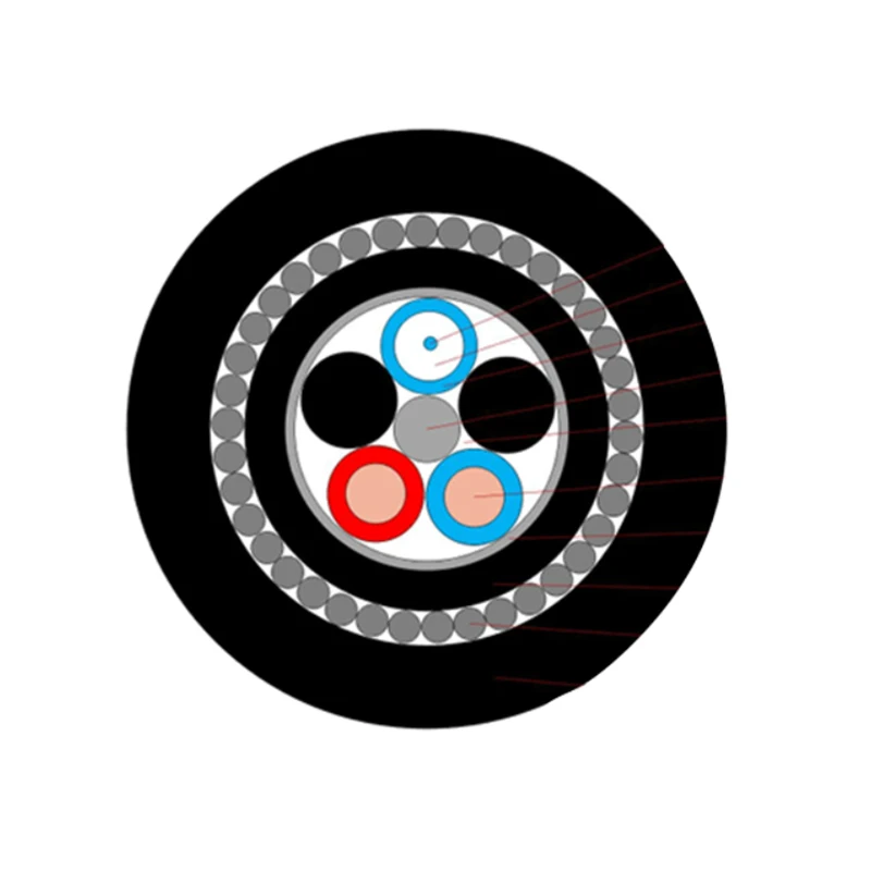 2 4 8 12 core Double Sheathed Photoelectric composite underwater cable with copper conductors GDTA33 Submarine Fiber Optic Cable