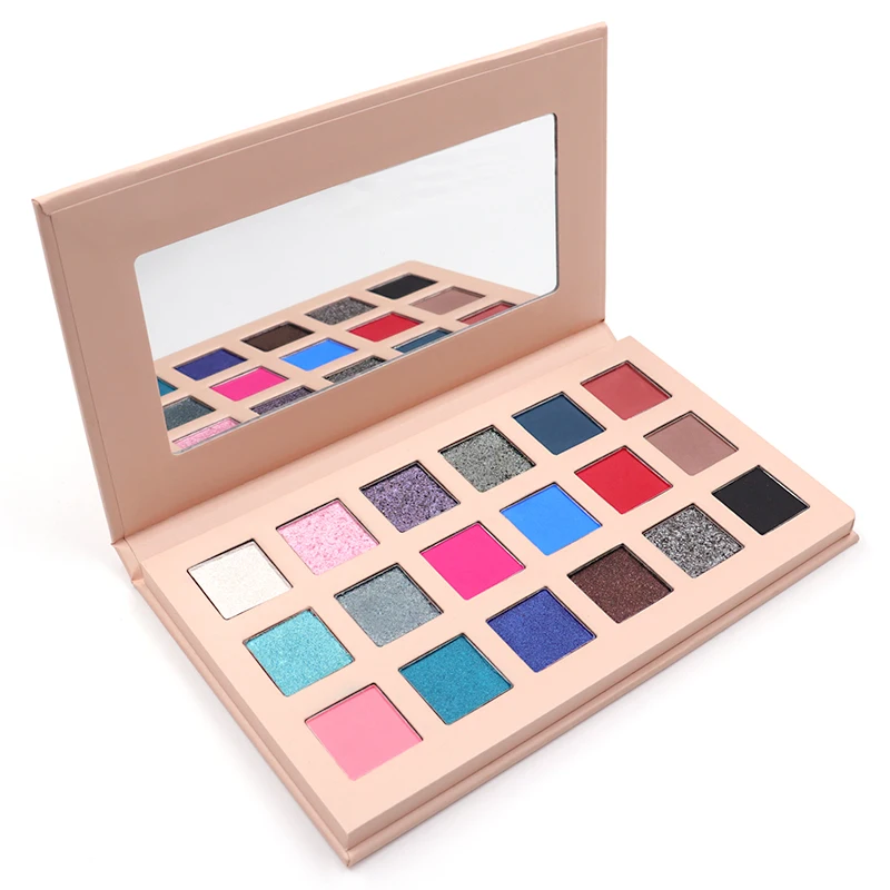 18 color no logo beauty makeup and cosmetics pressed eye shadow private label eyeshadow palette
