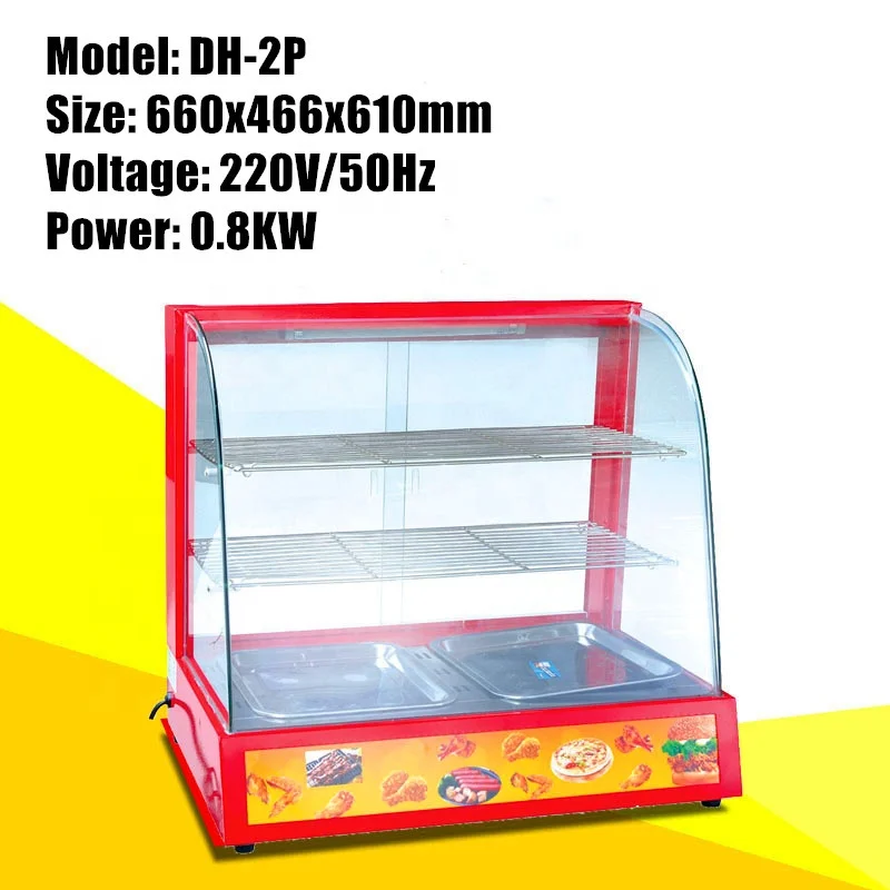 commercial supermarket electric glass equipment hot display cabinet food warmer